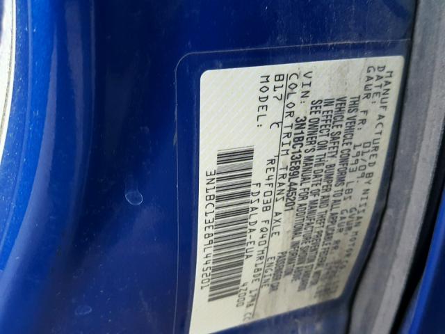 3N1BC13E89L445201 - 2009 NISSAN VERSA S BLUE photo 10