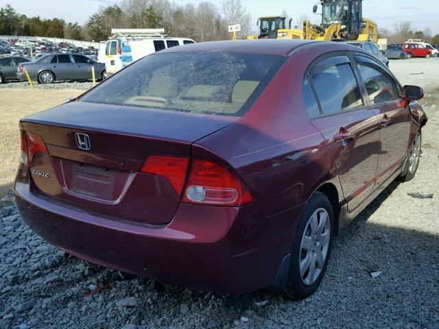 1HGFA16528L071583 - 2008 HONDA CIVIC LX RED photo 4