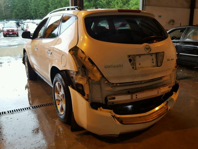 JN8AZ08W25W433282 - 2005 NISSAN MURANO SL WHITE photo 3