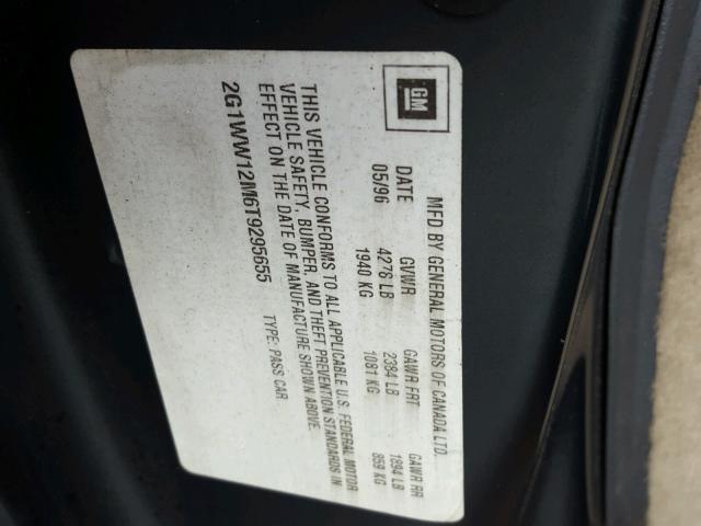 2G1WW12M6T9295655 - 1996 CHEVROLET MONTE CARL მწვანე ფოტო 10