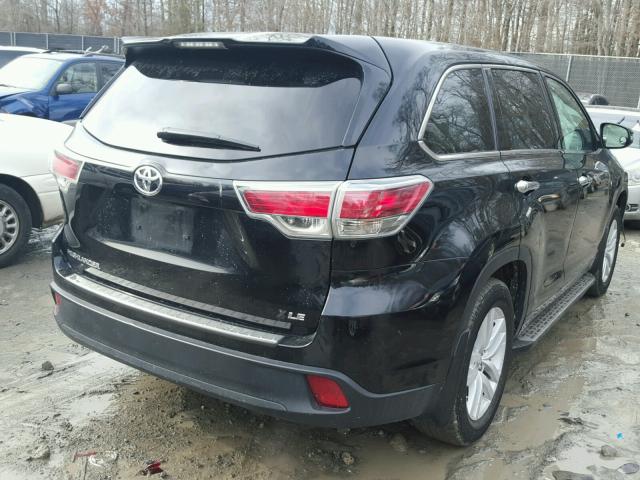 5TDZARFH0FS016582 - 2015 TOYOTA HIGHLANDER BLACK photo 4