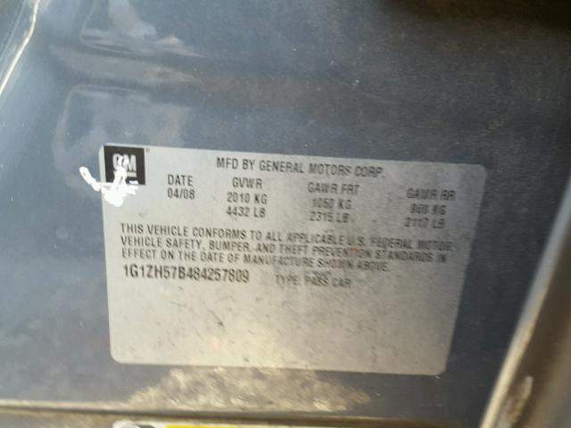 1G1ZH57B484257809 - 2008 CHEVROLET MALIBU 1LT GRAY photo 10