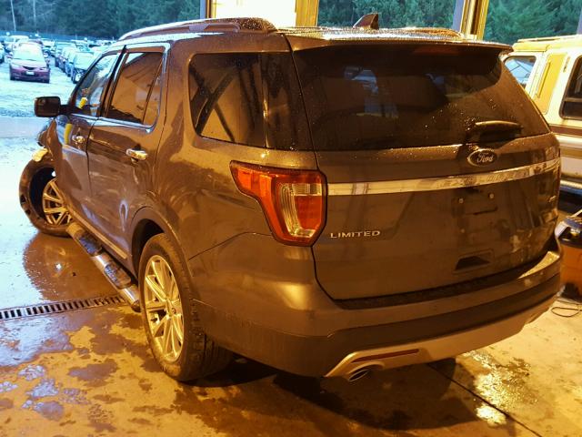 1FM5K8F83GGC24615 - 2016 FORD EXPLORER L BLACK photo 3