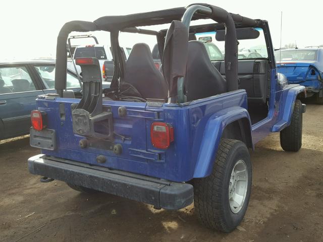 1J4FY19S6XP496480 - 1999 JEEP WRANGLER / BLUE photo 4