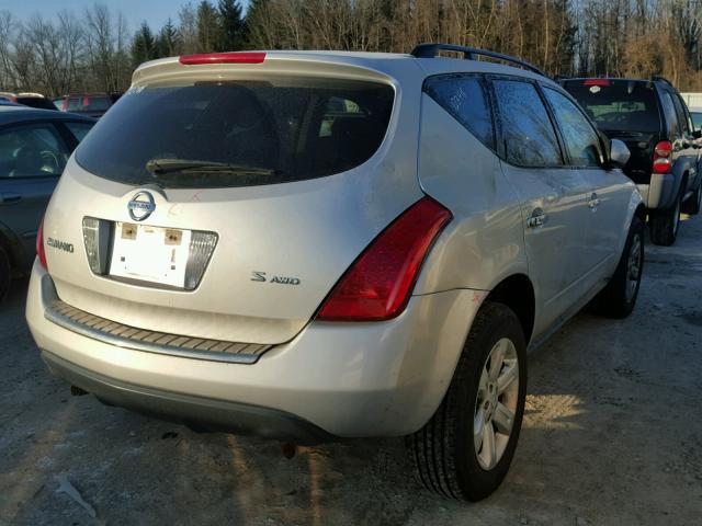 JN8AZ08W27W639074 - 2007 NISSAN MURANO SL SILVER photo 4