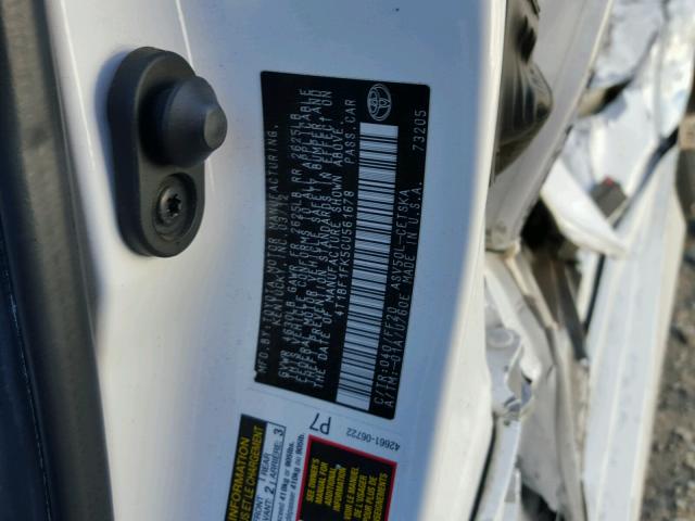 4T1BF1FK5CU561678 - 2012 TOYOTA CAMRY BASE WHITE photo 10