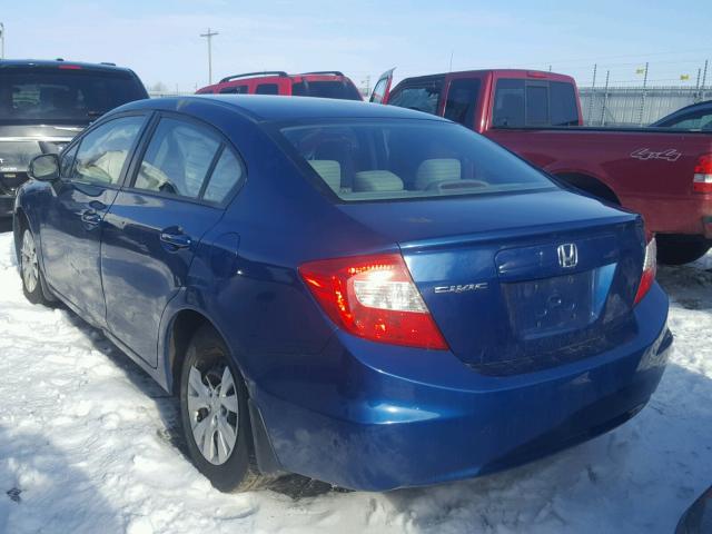 19XFB2F5XCE082284 - 2012 HONDA CIVIC LX BLUE photo 3