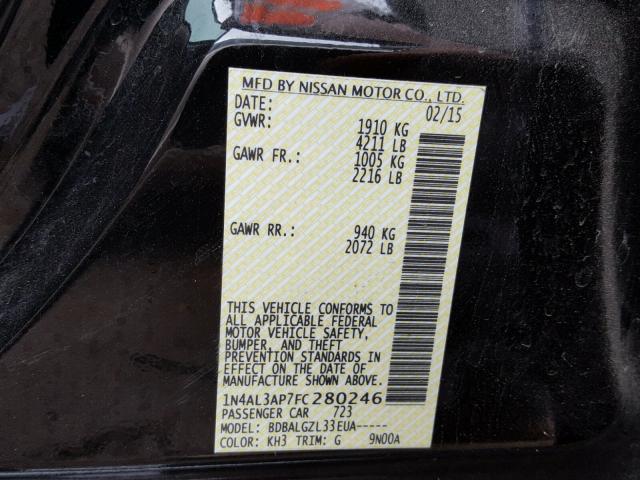 1N4AL3AP7FC280246 - 2015 NISSAN ALTIMA 2.5 BLACK photo 10