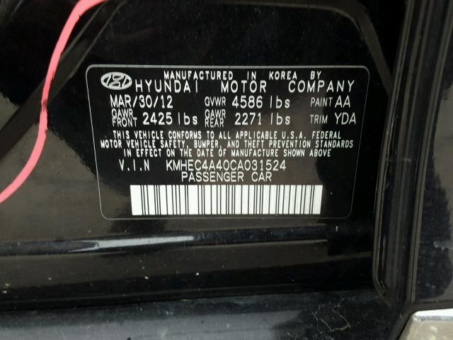 KMHEC4A40CA031524 - 2012 HYUNDAI SONATA HYB BLACK photo 10