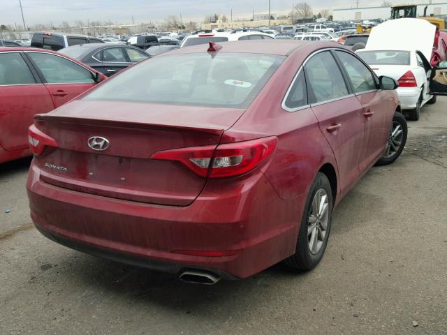 5NPE24AF3GH398392 - 2016 HYUNDAI SONATA SE RED photo 4