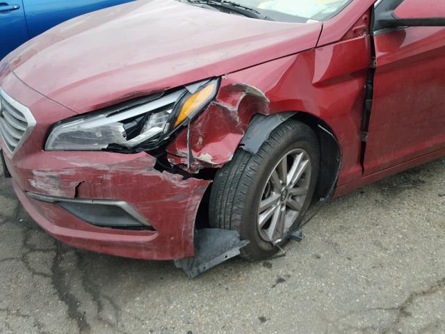 5NPE24AF3GH398392 - 2016 HYUNDAI SONATA SE RED photo 9