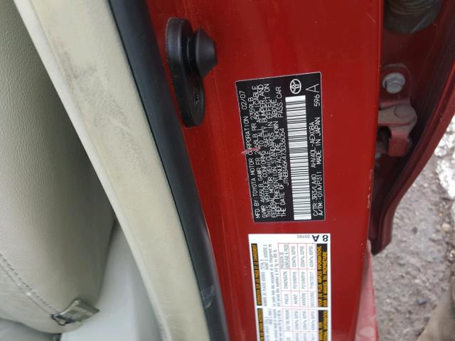 JTNBB46K473036054 - 2007 TOYOTA CAMRY NEW RED photo 10