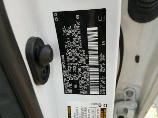 JTEBU5JR6E5166780 - 2014 TOYOTA 4RUNNER SR WHITE photo 10