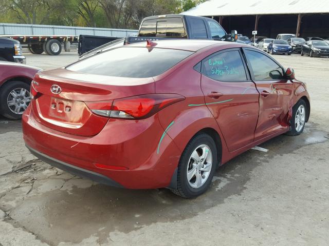 5NPDH4AE1EH491006 - 2014 HYUNDAI ELANTRA SE MAROON photo 4