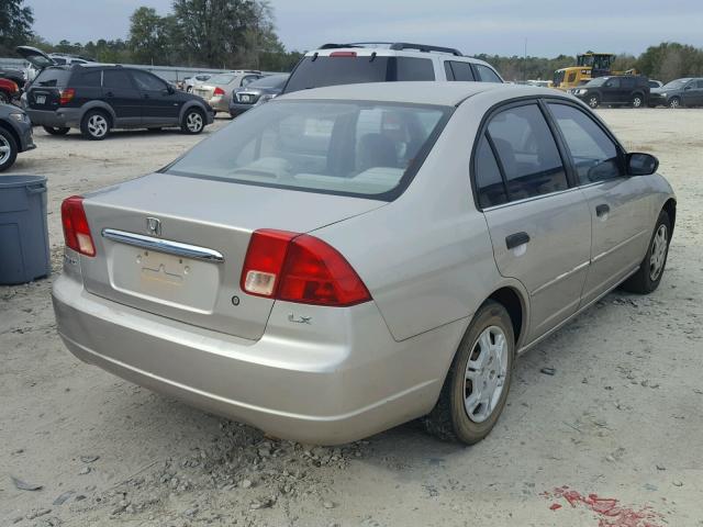 1HGES15531L043954 - 2001 HONDA CIVIC LX BEIGE photo 4