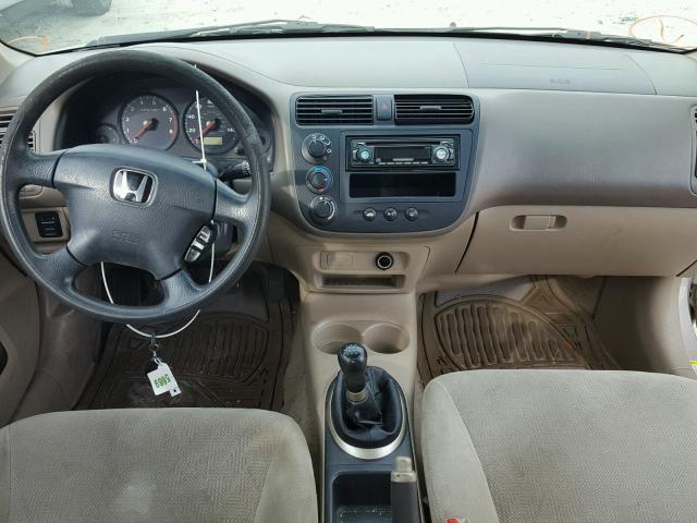 1HGES15531L043954 - 2001 HONDA CIVIC LX BEIGE photo 9