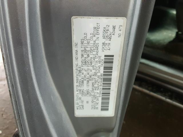 5TBRN34104S440308 - 2004 TOYOTA TUNDRA ACC SILVER photo 10