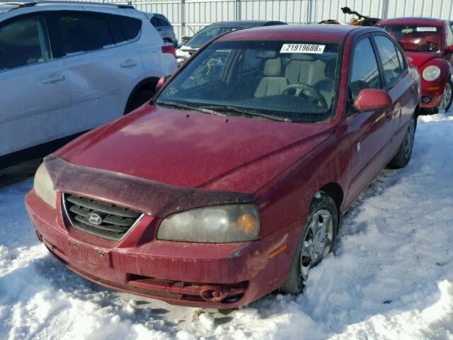 KMHDN45D15U013308 - 2005 HYUNDAI ELANTRA GL RED photo 2