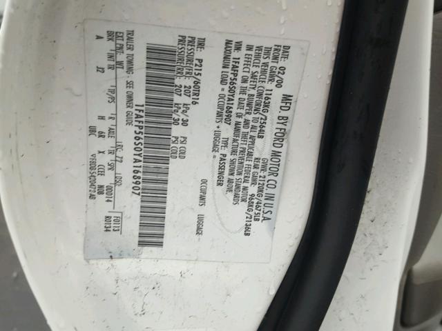 1FAFP56S0YA168907 - 2000 FORD TAURUS SEL WHITE photo 10