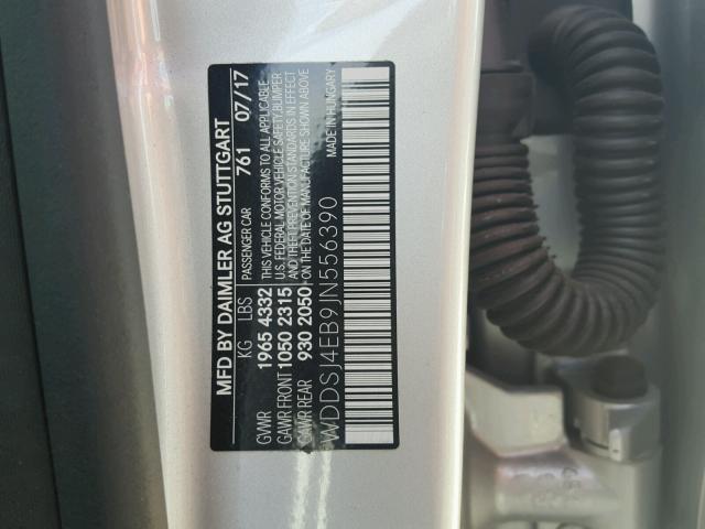 WDDSJ4EB9JN556390 - 2018 MERCEDES-BENZ CLA 250 SILVER photo 10