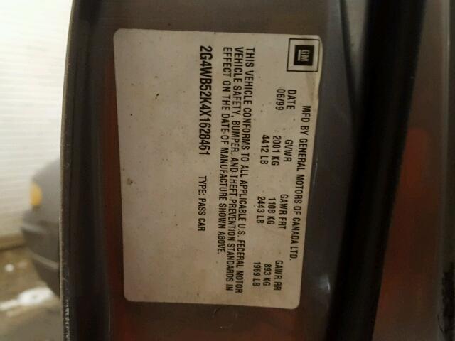 2G4WB52K4X1628461 - 1999 BUICK REGAL LS GRAY photo 10