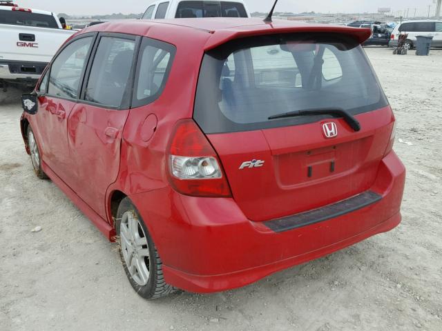 JHMGD38687S048484 - 2007 HONDA FIT S RED photo 3