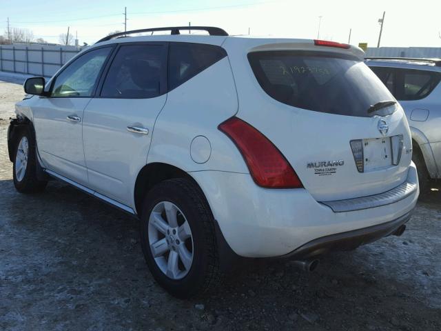 JN8AZ08W67W605736 - 2007 NISSAN MURANO SL WHITE photo 3