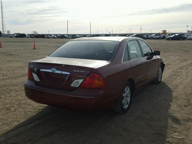 4T1BF28B62U256286 - 2002 TOYOTA AVALON XL RED photo 4