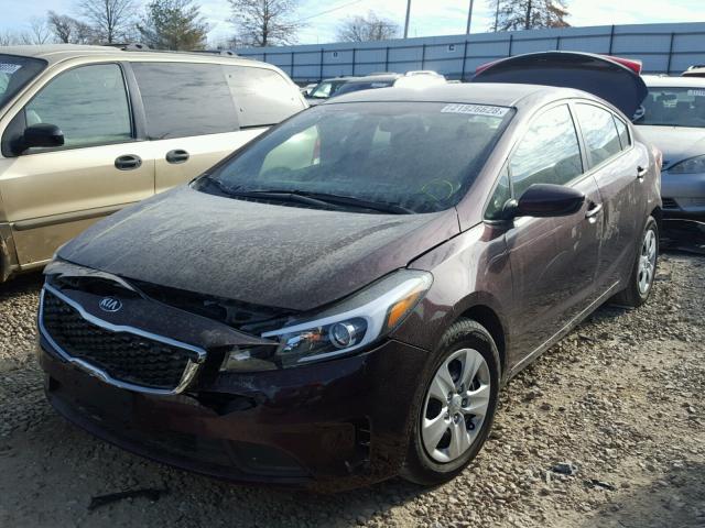 3KPFK4A78HE160847 - 2017 KIA FORTE LX BURGUNDY photo 2