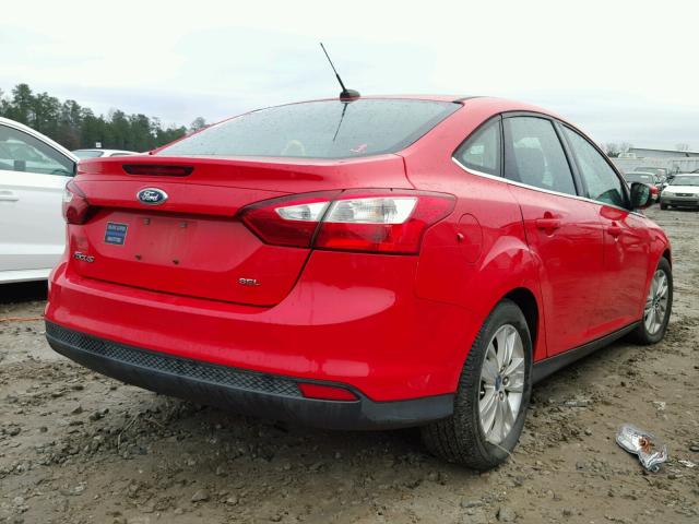 1FAHP3H24CL455643 - 2012 FORD FOCUS SEL RED photo 4