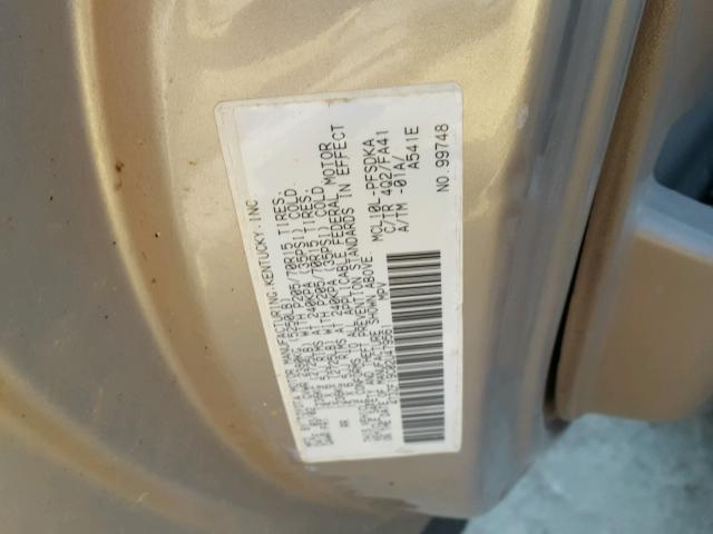 4T3ZF19C02U479561 - 2002 TOYOTA SIENNA CE GOLD photo 10