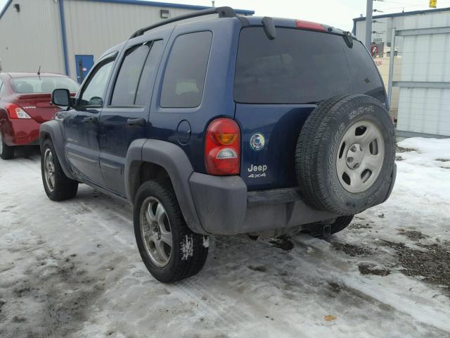 1J4GL48K63W627977 - 2003 JEEP LIBERTY SP BLUE photo 3