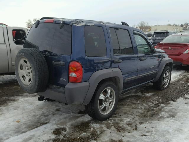 1J4GL48K63W627977 - 2003 JEEP LIBERTY SP BLUE photo 4