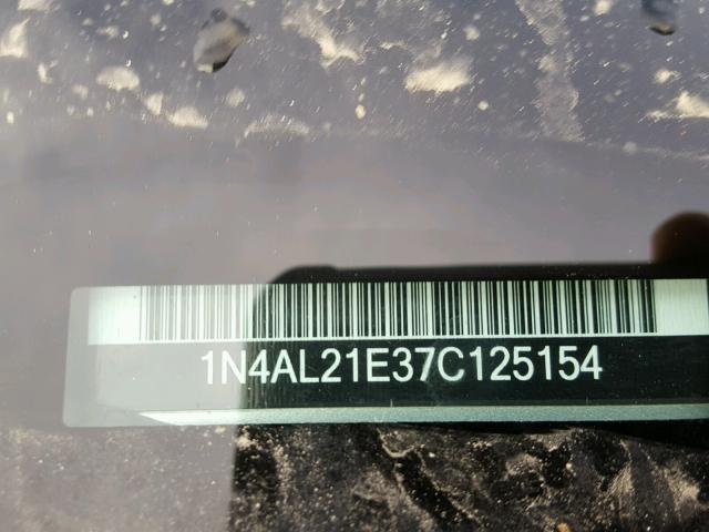 1N4AL21E37C125154 - 2007 NISSAN ALTIMA 2.5 SILVER photo 10