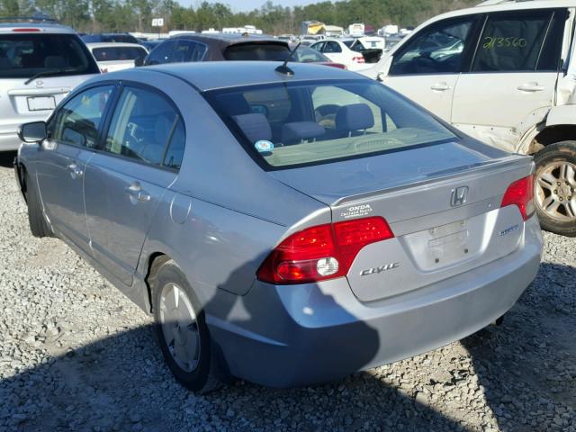 JHMFA36217S020269 - 2007 HONDA CIVIC HYBR SILVER photo 3