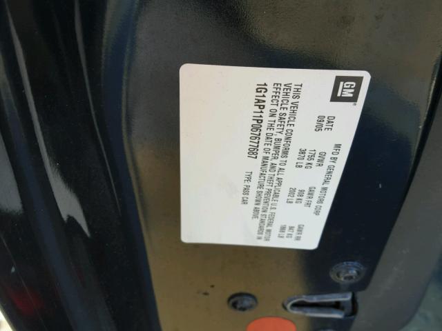 1G1AP11P067677687 - 2006 CHEVROLET COBALT SS BLACK photo 10