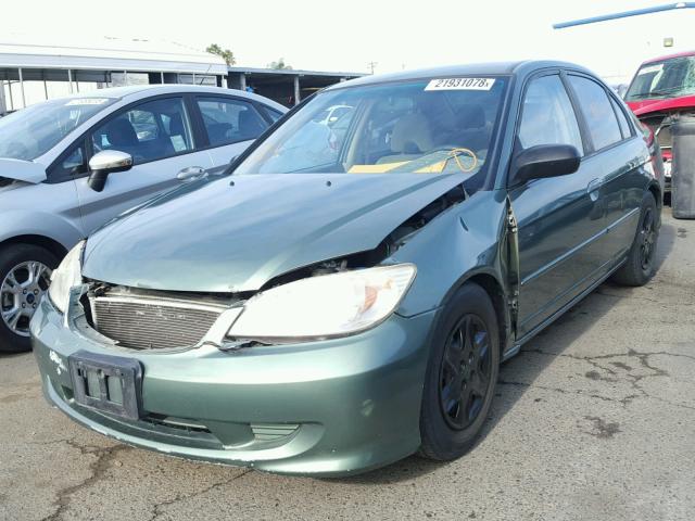 2HGES16534H532483 - 2004 HONDA CIVIC LX GREEN photo 2