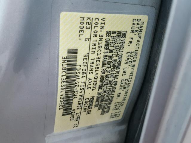 3N1BC13E58L400201 - 2008 NISSAN VERSA S SILVER photo 10