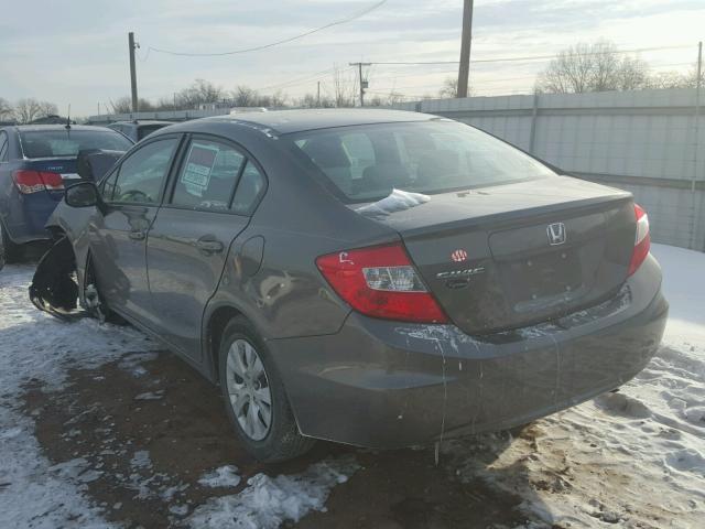 19XFB2F58CE327583 - 2012 HONDA CIVIC LX GRAY photo 3