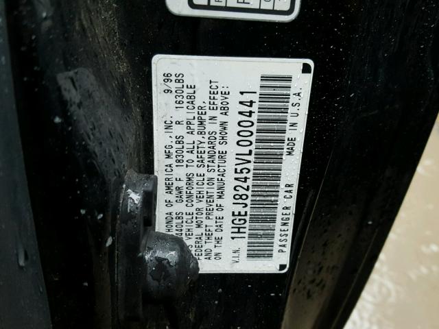 1HGEJ8245VL000441 - 1997 HONDA CIVIC EX BLACK photo 10