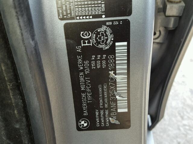 WBANF335X7CS41888 - 2007 BMW 525 XI Gris photo 10