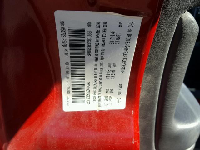 1B3EL36J64N391809 - 2004 DODGE STRATUS SE RED photo 10