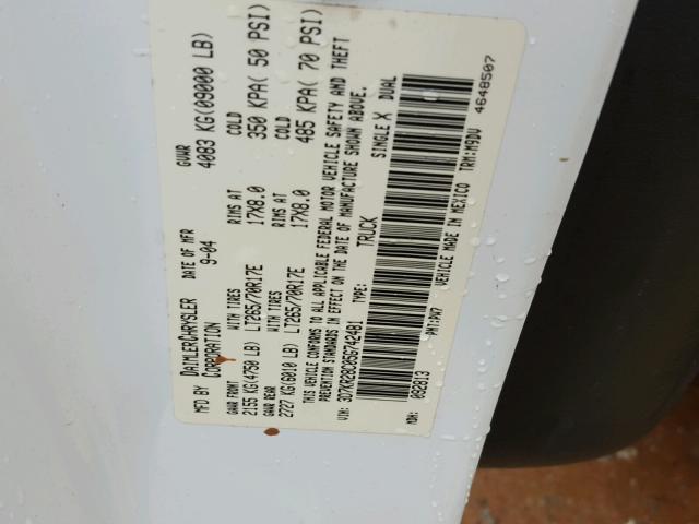 3D7KR28C05G742481 - 2005 DODGE RAM 2500 S WHITE photo 10