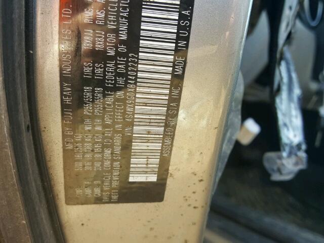 4S4WX9GDXB4402232 - 2011 SUBARU TRIBECA LI 银色 照片 10