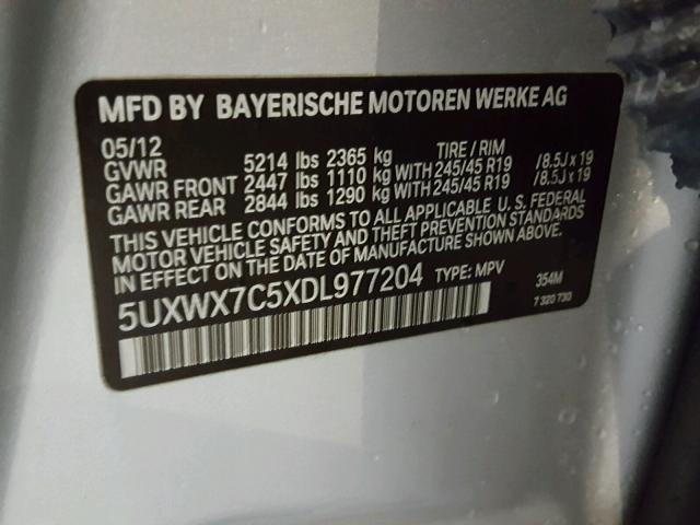 5UXWX7C5XDL977204 - 2013 BMW X3 XDRIVE3 Silber Foto 10