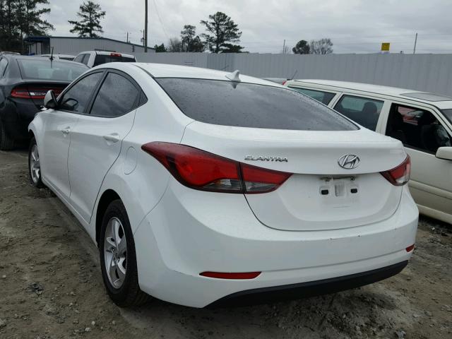 5NPDH4AE4EH510552 - 2014 HYUNDAI ELANTRA SE WHITE photo 3