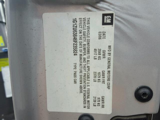 1G1ZU63846F235824 - 2006 CHEVROLET MALIBU MAX 银色 照片 10