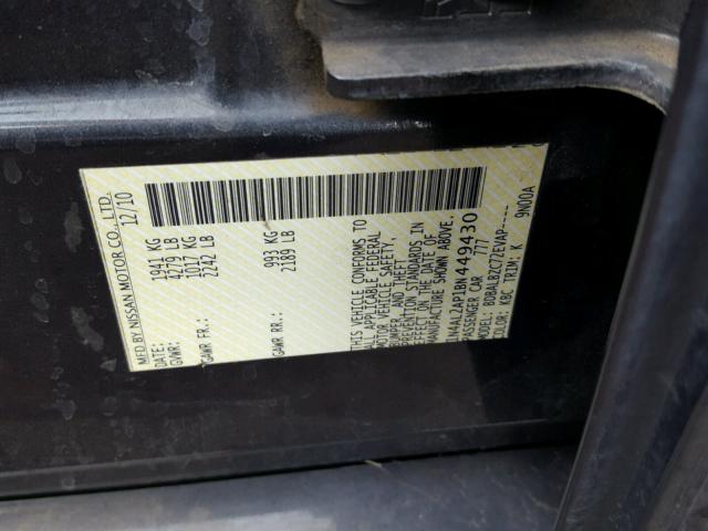 1N4AL2AP1BN449430 - 2011 NISSAN ALTIMA BAS CHARCOAL photo 10