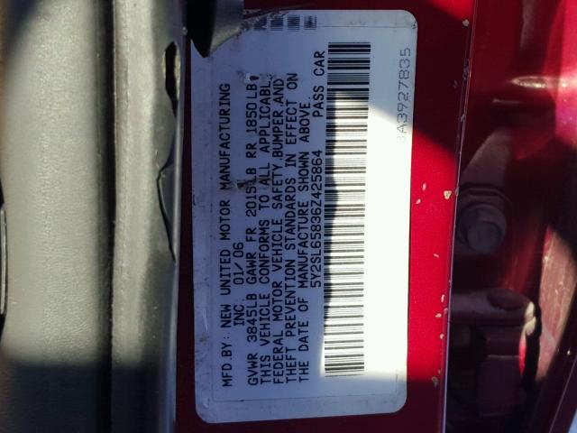 5Y2SL65836Z425864 - 2006 PONTIAC VIBE RED photo 10