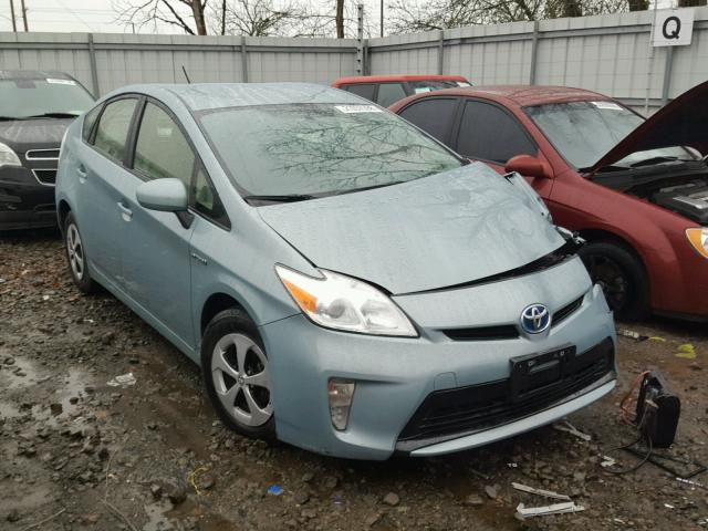 JTDKN3DUXF2001808 - 2015 TOYOTA PRIUS BLUE photo 1